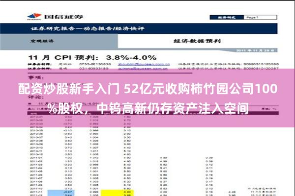 配资炒股新手入门 52亿元收购柿竹园公司100%股权，中钨高新仍存资产注入空间