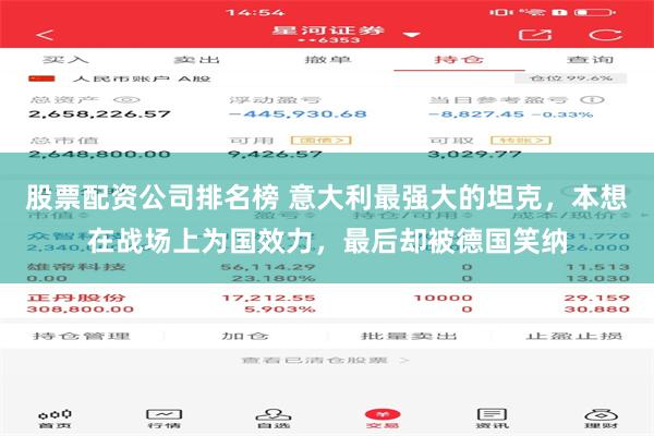 股票配资公司排名榜 意大利最强大的坦克，本想在战场上为国效力，最后却被德国笑纳