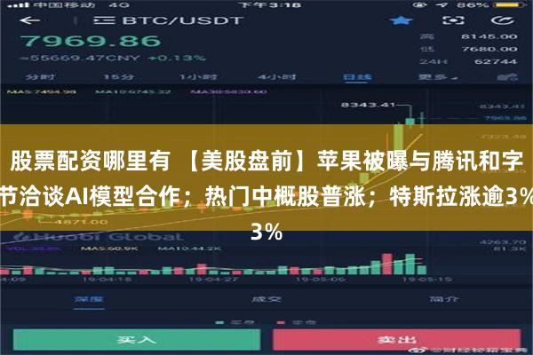 股票配资哪里有 【美股盘前】苹果被曝与腾讯和字节洽谈AI模型合作；热门中概股普涨；特斯拉涨逾3%